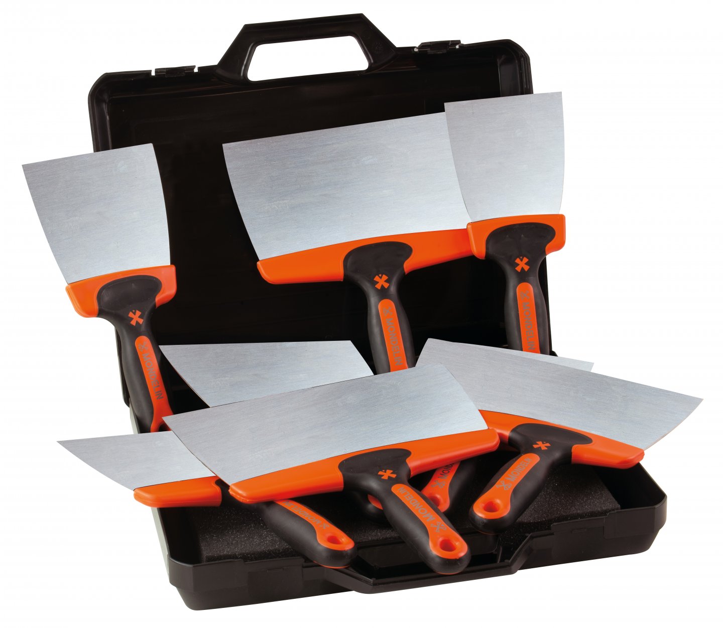 Set of 8 coating knives with bi-material handle