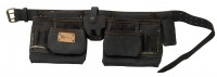Double tool pockets with belt in tanned leather