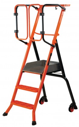 SECURED STEPLADDER GARDIA WITH SPRING-LOADED GUARDRAILS - 70cm