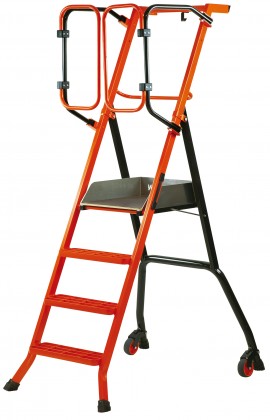 SECURED STEPLADDER GARDIA WITH SPRING-LOADED GUARDRAILS - 90cm