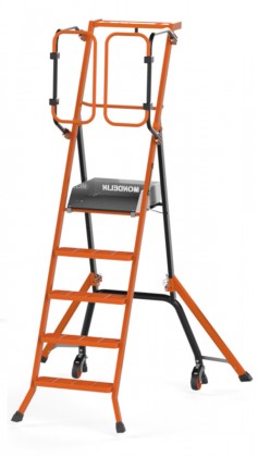 SECURED STEPLADDER GARDIA WITH SPRING-LOADED GUARDRAILS - 110cm