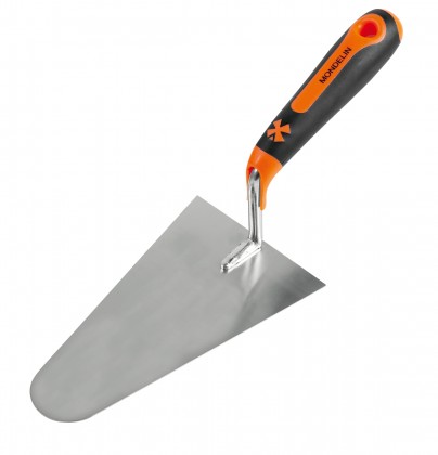 Stainless steel round trowel with bimaterial handle