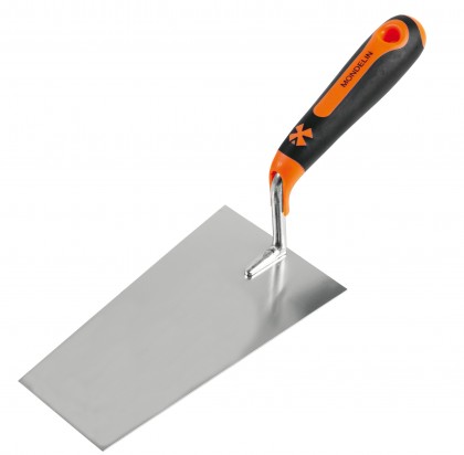 Stainless steel square trowel with bimaterial handle