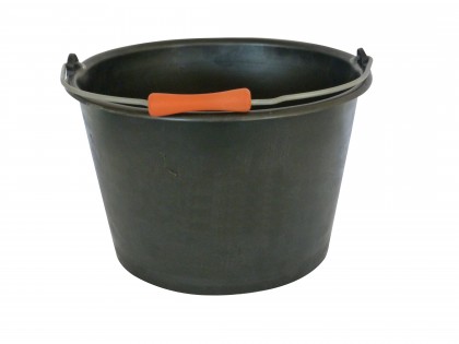Flared plastic bucket with handle
