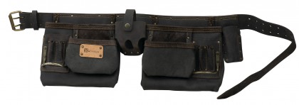 Double tool pockets with belt in tanned leather