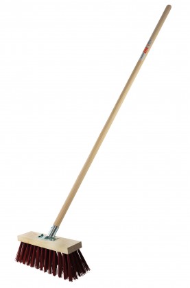 Red crynovil broom with handle